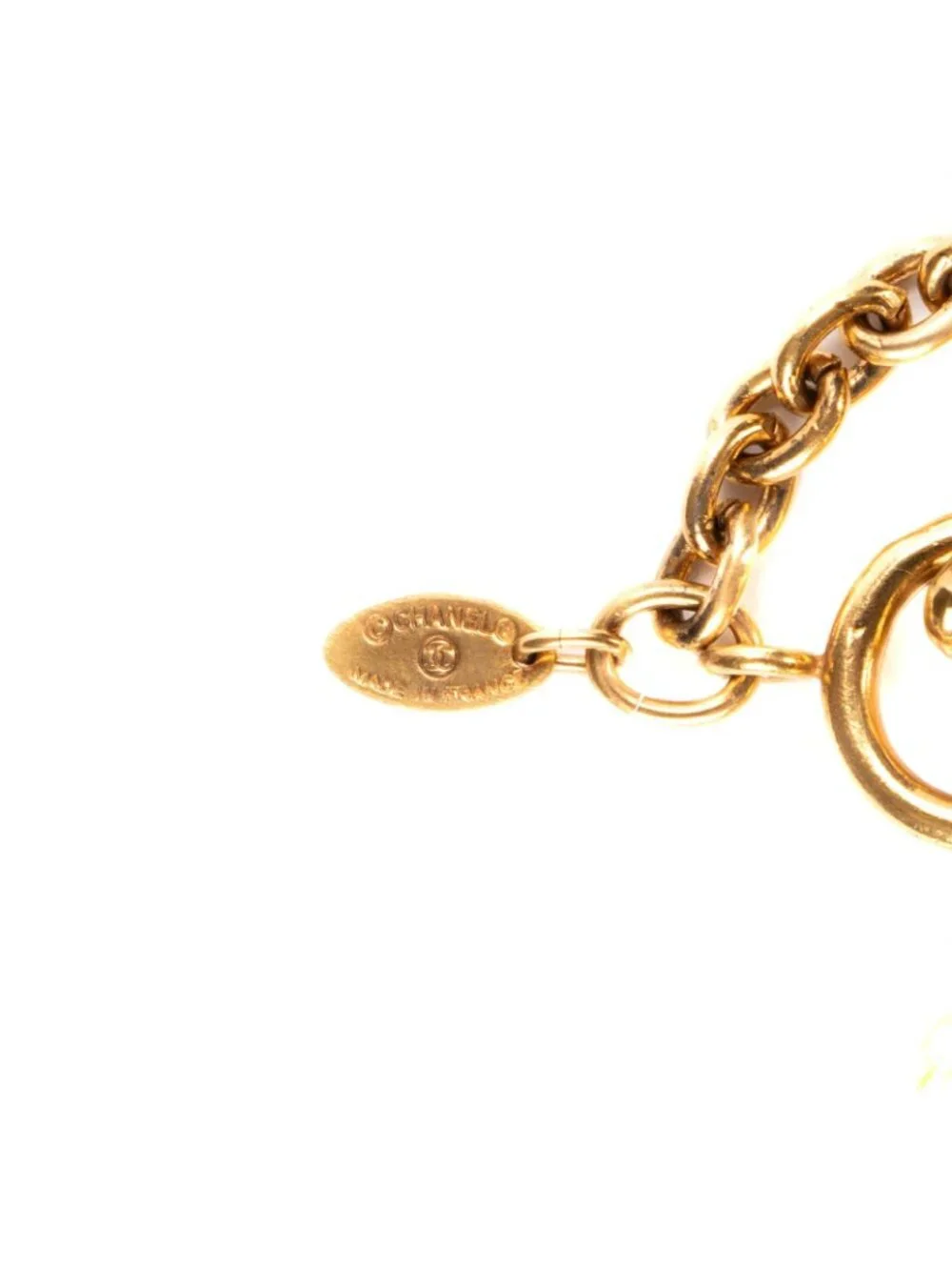 Chanel CC Round Pendant Chain Necklace Gold Plated